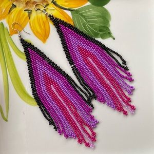 Long Beaded Tassel Earrings